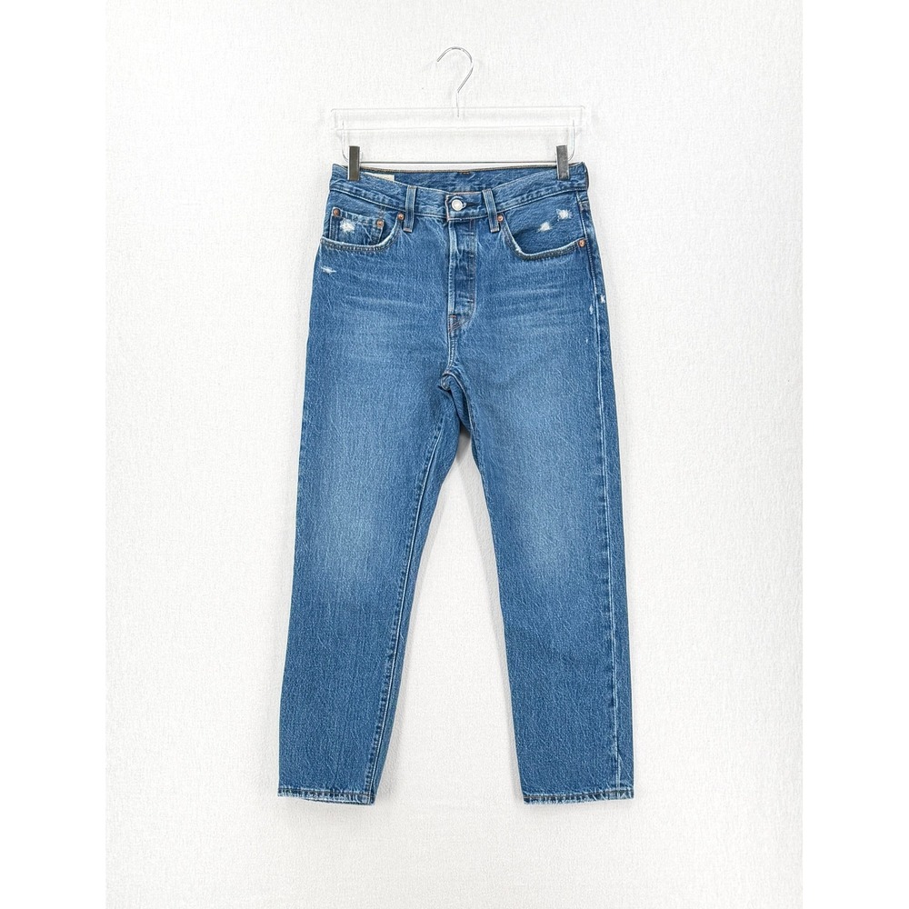 Levis 501 Original Fit Button Fly Jeans Womens 27 Blue Medium Wash Straight Leg